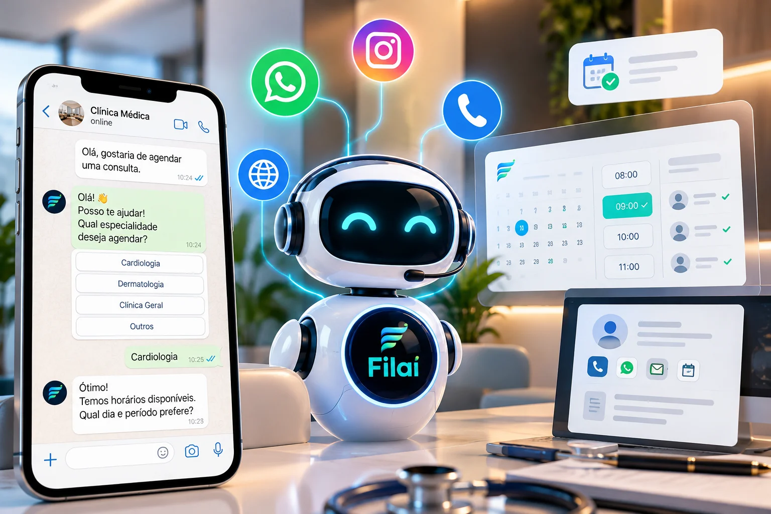 Secretária Virtual com IA para Clínicas | Vitrine Digital